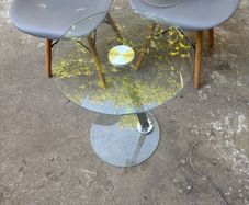 Glass and chrome side table