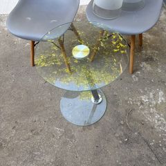 Glass and chrome side table