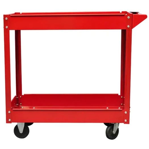 Set of 2 Workshop Tool Trolleys 100 kg Heavy-Duty Steel Garage Carts with 2 Shelves
