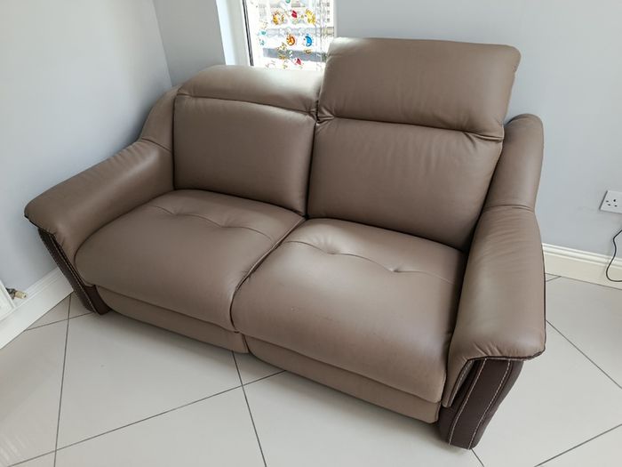 Sofa Brown Leather Italian Bardi Brand Recliner electric