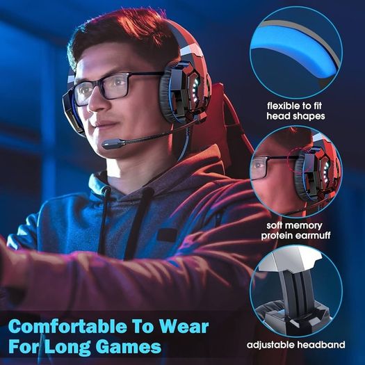 Gaming Headset with Mic, Headset for PS4/PS5/Xbox/Switch/Laptop, Over-Ear PC Gaming Headphones, Noise Cancelling & Volume Control