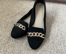 Brand new size 40 black suede shoes with gold chain detail carvela