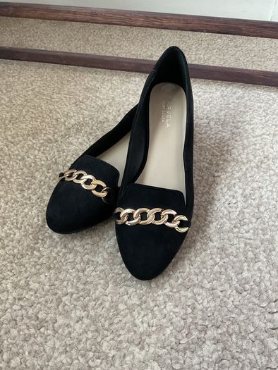 Brand new size 40 black suede shoes with gold chain detail carvela