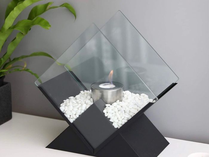 Diamond Tabletop Fire Bowl Pot 37cm Tall Portable Tabletop Fireplace Clean Burning Bio Ethanol Ventless Fireplace for Indoor Outdoor Patio Parties Events