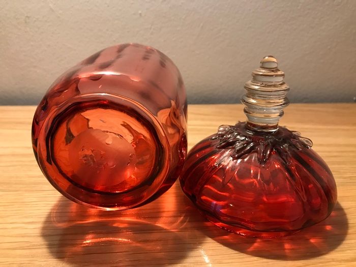 Antique Victorian Hand Blown Cranberry Glass Jar