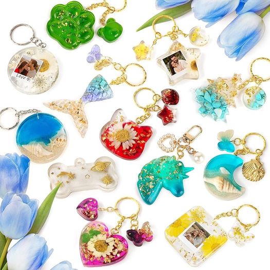 FREE P&P 182Pcs Resin Moulds Silicone Kit, 32 Pendants Epoxy Resin Moulds Keychain Making Set, DIY Jewelry Resin Keychain Molds for Keyring Charm Craft