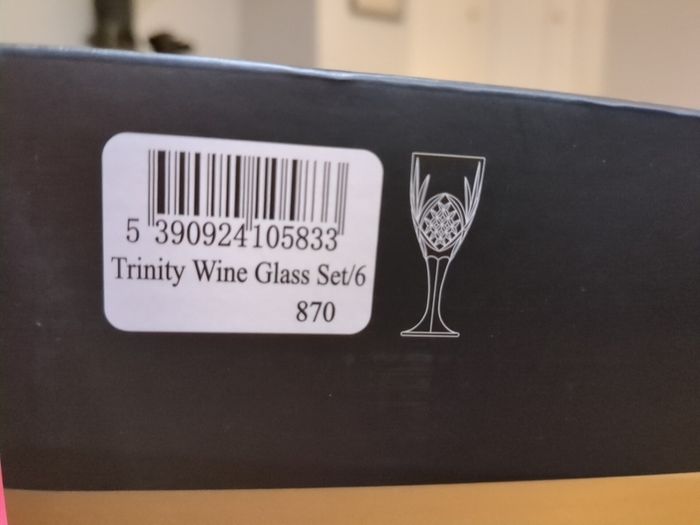 Killarney crystal set of 6 Trinity wine glasses