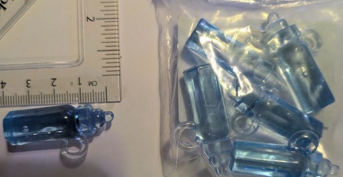 Blue plastic baby bottle charms - pack of 6