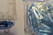 Blue plastic baby bottle charms - pack of 6