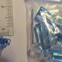 Blue plastic baby bottle charms - pack of 6