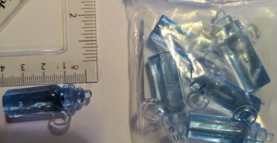 Blue plastic baby bottle charms - pack of 6