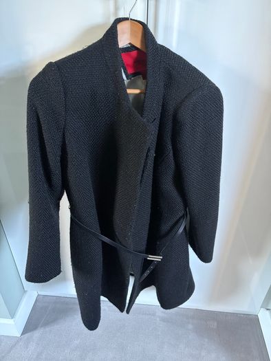 Mango Black Coat With Belt
