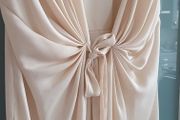 H&amp;M beige tie front dress Sz 40 (Fit 12-16UK)