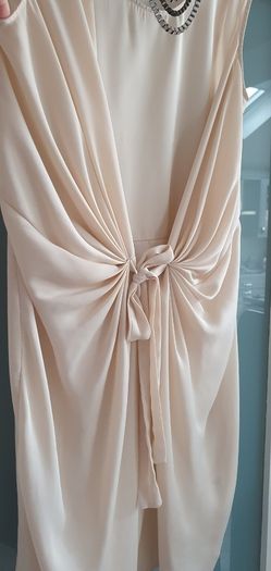 H&M beige tie front dress Sz 40 (Fit 12-16UK)