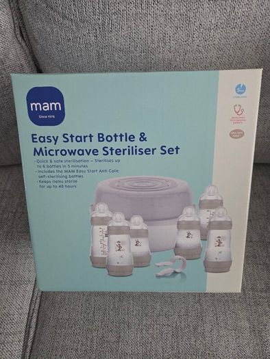MAM microwave steriliser and bottle set