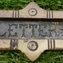 Antique Small Gothic  Brass Letter Slot, Antique Brass Mail Slot Plate Image 2