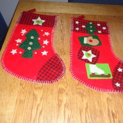 Christmas Appliqued Christmas Stockings x 2 for Sale