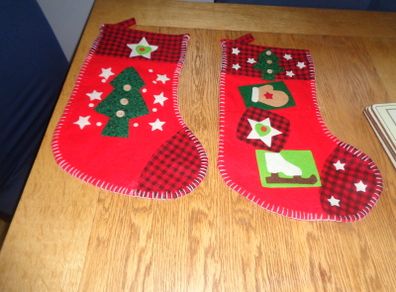 Christmas Appliqued Christmas Stockings x 2 for Sale