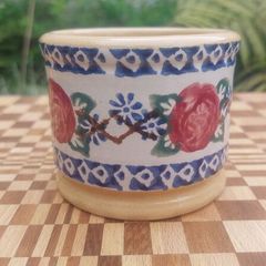 Beautiful Nicholas Mosse Small Straight-Sided Circular Pot/Bowl in the Popular but Discontinued "Kilfane Rose" Pattern, Circa 1996-2004