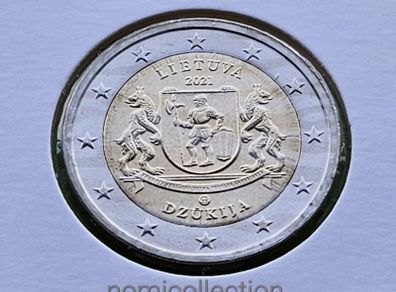 Lithuania 2021 year - DZUKIJA - Uncirculated 2 Euro coin.