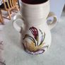 Rare find Vintage Ellgreave POTTERY Twin Handled Pottery Vase, Midas Floral Pattern, Made in England, 9.50" Image 2