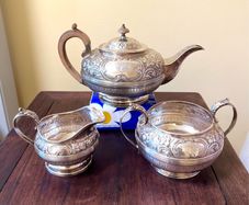 George IV period Irish sterling silver 3pcs tea set 1826 by Edward Power