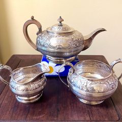 George IV period Irish sterling silver 3pcs tea set 1826 by Edward Power