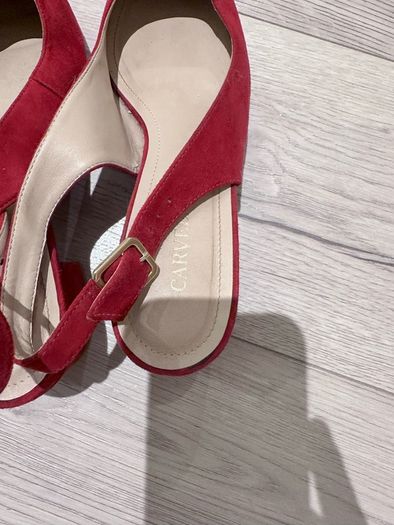 CARVELA red pointed low heels with strap