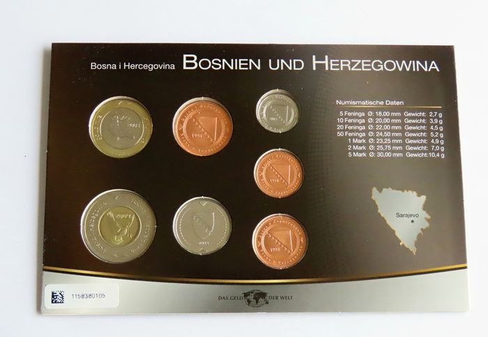 Bosnia and Herzegovina BUNC 1998 - 2009 certificated coins set