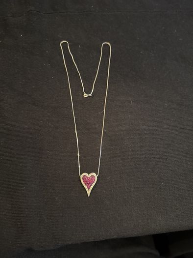 18k White Gold Necklace Natural diamond and ruby
