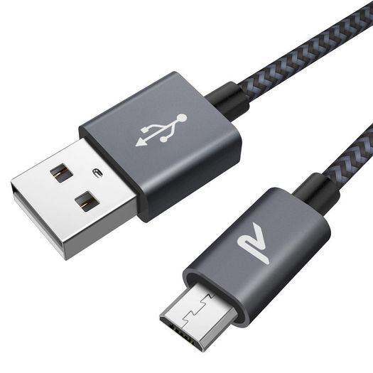 RAMPOW 2M Micro USB Fast Charging QC 3.0/2.0 & Data Sync Nylon Braided Cable (Brand New/Warranty)