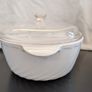 Vintage Arcopal France White Swirl Casserole Dish with Glass Lid Image 5