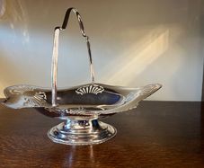 Elegant Silver-Plated Basket with Handle