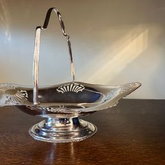 Elegant Silver-Plated Basket with Handle