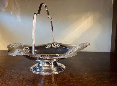 Elegant Silver-Plated Basket with Handle