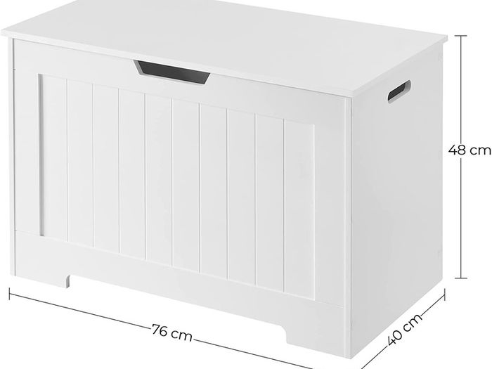 _Toy box chest bench storage space seat chest bench storage chest with large capacity white, wood, 76 x 48 x 40 cm (W x H x D)