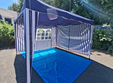 Blue Outdoor Popup Gazebo with 2 side panels