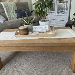 heavy wood coffee table