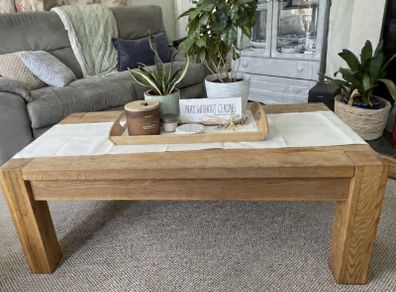 heavy wood coffee table