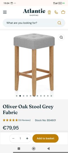 Breakfast Bar Stool Oak / Fabric