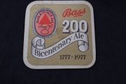 Bass : 200 Bicentenary Ale -,1777 - 1977 , Vintage Beer Mat/Coaster