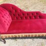 Victorian-style red velvet chaise lounge Image 3