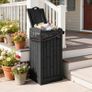 110 L Outdoor Bin with Dual Lid, Waterproof Plastic Trash Bin with Ashtray and Drip Tray, Garden Waste Trash Bin, Black Image 2