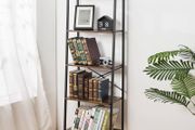 NEW SALE | Bookcase Bookshelf Ladder Shelf 5-Tier Steel Frame Industrial Style Storage Rack Organiser Standing Shelf for Office Study Living Room Bedroom 56x32x172cm