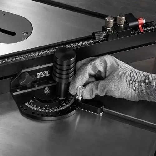 Precision Miter Gauge, Standard Slot 19 x 9.5 mm, Aluminum Alloy Table Saw Miter Gauge with 61 cm Grating 15 Angle Stops Adjustable Spring