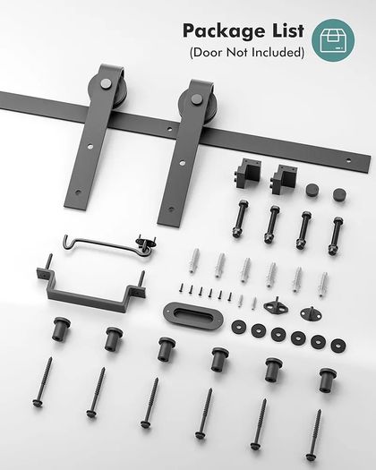 5FT/152cm Sliding Barn Door Hardware Track Kit, Flat Track System, Closet Rail, Sliding Door Track, J Shape Hanger