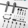 5FT/152cm Sliding Barn Door Hardware Track Kit, Flat Track System, Closet Rail, Sliding Door Track, J Shape Hanger Image 6