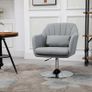 Swivel Linen Fabric Accent Chair for Living Room Contemporary Vanity Armchair with Adjustable Height Thick Cushion Lumbar Support Armrest for Bedroom Office Light Grey Image 2