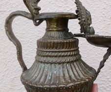 Antique Nepali Brass Oil Lamp - Sukunda H-9"