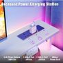 120x50cm Gaming Desk with LED Lights & Power Outlets,White Storage Shelves, Dual Monitor Stand, Home Office & Study, Work from Home, Bedroom, Small Spaces, Dorm, Space-Saving, Students Image 7